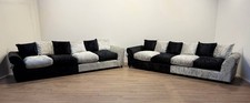 Megan Crushed Velvet 5 & 5 Seater Sofas – Black & Silver