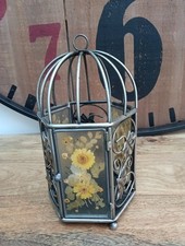 Bird Cage Candle Holder With Floral Design