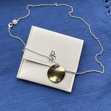 Dower And Hall Gold Ripple Disc Pendant And Silver Chain