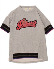 ICEBERG Girls Graphic Tent Dress 6-7 Years Grey Colourblock Cotton BW29