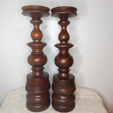 Pair wooden treen candle