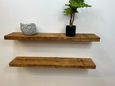 FLOATING SHELF  RUSTIC  SOLID WOOD  + FIXINGS- 150MM DEEP - 38mm THICK