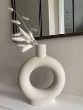 Ceramic Round  Donut Vase H&M Dupe White / Grey Mrs HinCh