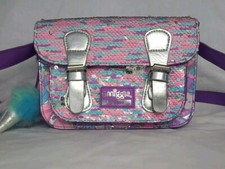 Smiggle Handbag Shoulder Bag Pink Turquoise Purple Sequins Fluffy Bag Charm