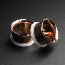 Rose Gold PVD Single Flare Tunnel | 316L PVD Coated Ear Gauges 