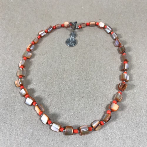 Beaded abalone shell necklace - shell,
