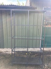 Large Black Metal Shelving Unit Room Divider with 3 Glass Shelves