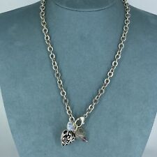 925 Sterling Silver Necklace Heart Pendant Gemstone Hallmark 17” Long Azuni