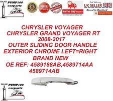 DOOR HANDLE FOR CHRYSLER  VOYAGER GRAND RT 08-17 SLIDING OUTER CHROME LEFT=RIGHT