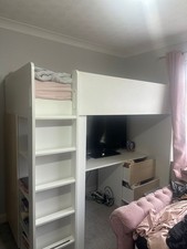 IKEA High Sleeper Bed with Desk, Drawers, Shelves, and Wardrobe