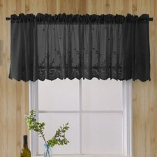 Modern Lace Jacquard Window Curtain Valance Lace Hem Coffee Short Curtain