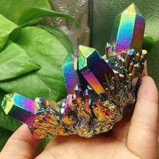 Natural Quartz Crystal Rainbow Titaniums Cluster Mineral Specimen Healing Hot~