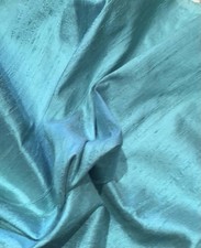 100% SILK DUPION AQUA GREEN