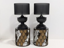 PAGODA BLACK TABLE LAMPS PAIR