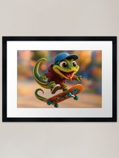 Skater Garter Snake Framed Art