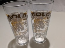 2 x Wychwood Gold Pint Glasses Home Bar Man Cave Beer Brewery Hobgoblin Pair