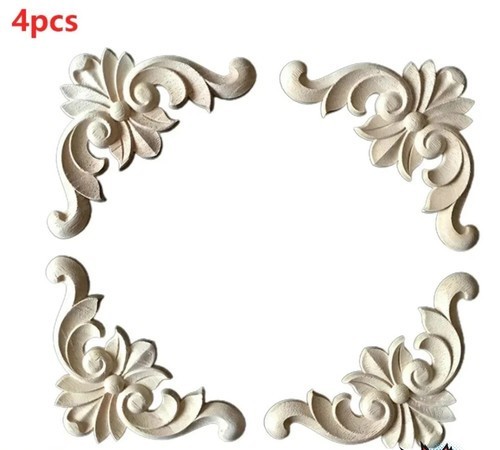 4pcs wooden carved - wooden, corner