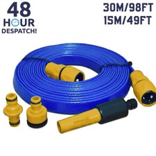 30M Flat Food Grade Water Hose Pipe & Connectors for Caravan, Motorhome & Boat