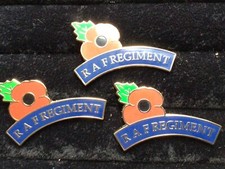 CLEARANCE SALE. 3 x Enamel RAF Regiment Lapel Badges Rockape free post
