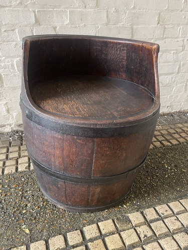 Antique oak barrel fireside - antique,