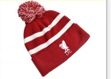 Liverpool Striped Ski Bobble Knitted Hat Red White - One Size Official Merch