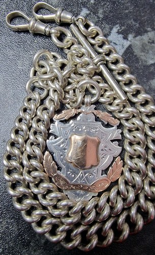 Antique solid silver albert - solid,