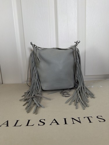 Allsaints grey leather fringe - allsaints,
