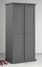 PARIS 200CM TALL FRENCH COUNTRY STYLE WARDROBE WITH 2 DOORS IN MATT GREY