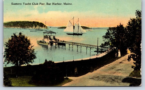 Postcard bar harbor maine - bar,