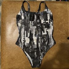 Zoggs Shimmer Sleekback Swimsuit Ladies Black & White Size 36 UK12 Worn Once