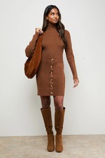 Oasis Tan Knitted Dress Womens