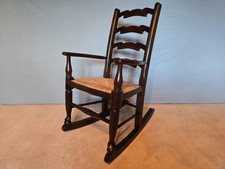 Childs Rocking Chair With Rush Seat And Ladderback Great Condition 