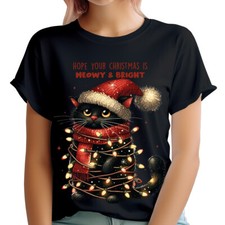 Funny Cat Graphic T-Shirt for Women - Cute Kitten Christmas Tee Unique Cat #MC