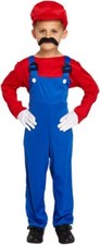 Super Mario Red Workman Boys Fancy Dress Cartoon Game Kids Childs 10-12