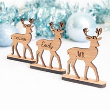 Personalised Wooden Reindeer Place Names – Christmas Table Favour Decorations