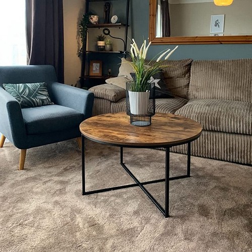 Round industrial coffee table - round,