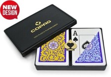 COPAG 1546 100% PLASTIC PLAYING CARDS - POKER SIZE JUMBO INDEX BLUE/YELLOW