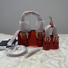 VERSACE JEANS COUTURE WOMEN SHOULDER BAG CLUTCH RED CHAIN AUTHENTIC