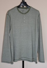 BHS Atlantic Bay green striped 3 button henley long sleeve t-shirt/jumper - XL