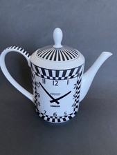 Sue Timney, CLOCK  Coffee -Tea Pot, Black & White, Porcelain, RARE PIECE Classic
