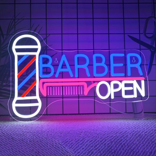 Barber shop open neon - open, led
