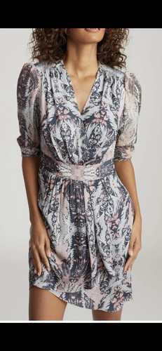 Reiss lacey printed dress - lacey, size