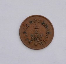MALDON CO-OP SOC LTD "1/2 PINT MILK" VICTORIAN TOKEN (ESSEX)