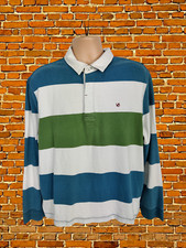 MEN WHITE STUFF XLARGE BLUE MIX STRIPE LONG SLEEVE RUGBY CASUAL SHIRT T-SHIRT XL