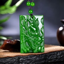 Green Real Jade Dragon Pendant