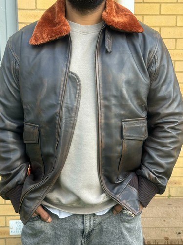 Leather aviator jacket - leather, men