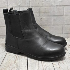 Womens Trojan Leather Black Pull On Low Heel Steel Toe Capped Ankle Boots UK 4
