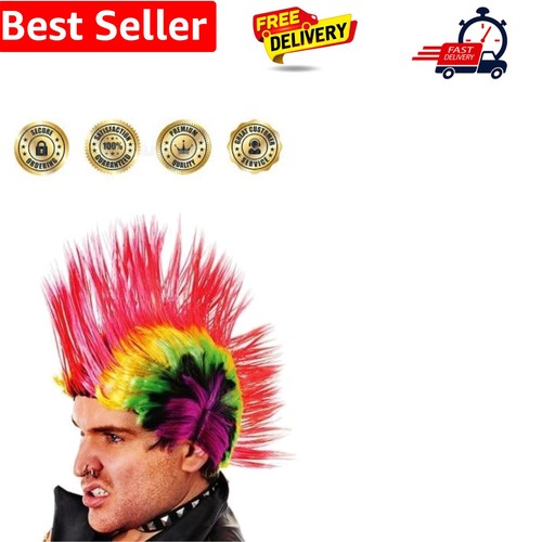Multi coloured mohican wig - coloured,