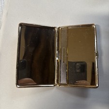 Vintage Gold-Tone Cigarette Case with Tan Cover – Made in England