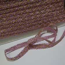 FULL CARD 20 metres of VINTAGE pink with gold 11mm wide Upholstery Braid trim
